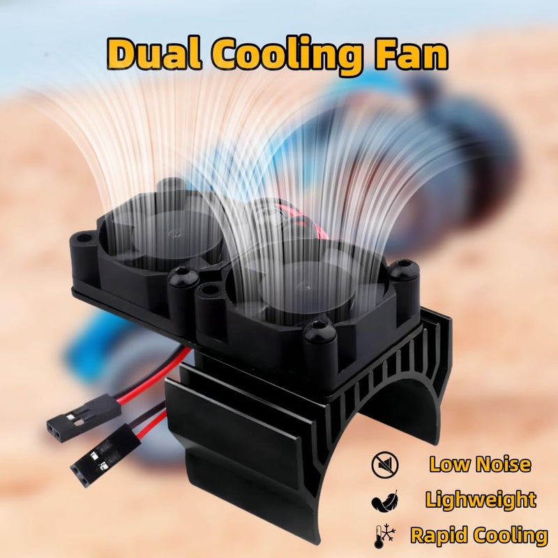 daisyfang VXL-3s ESC Cooling Fan and Motor Cooling Fan Dual Fan Set Compatible with 1/10 Traxxas Slash 4×4 VXL Rustler 4X4 Stampede 4X4 Hoss 4×4 Velineon VXL-3s Heat Sink, Black - Image 4